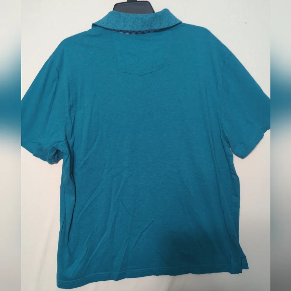 Robert Graham Mens Teal Blue Short Sleeve Polo Shirt Classic Fit Size 2XL 597